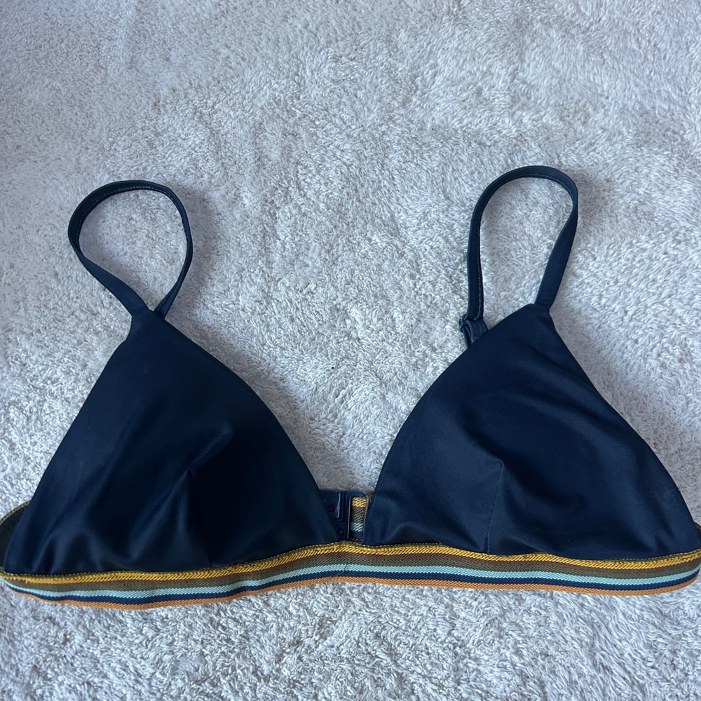 Faherty Navy Blue Striped Band Triangle Bikini Top WSU1909NVY Womens XS